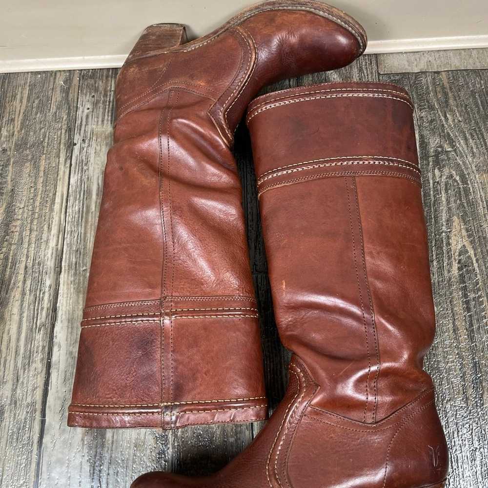Frye Jane Boots Size 7B Stitched Leather Riding B… - image 6