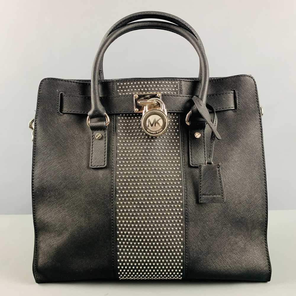 Michael Kors Black Studded Coated Canvas Tote Han… - image 1