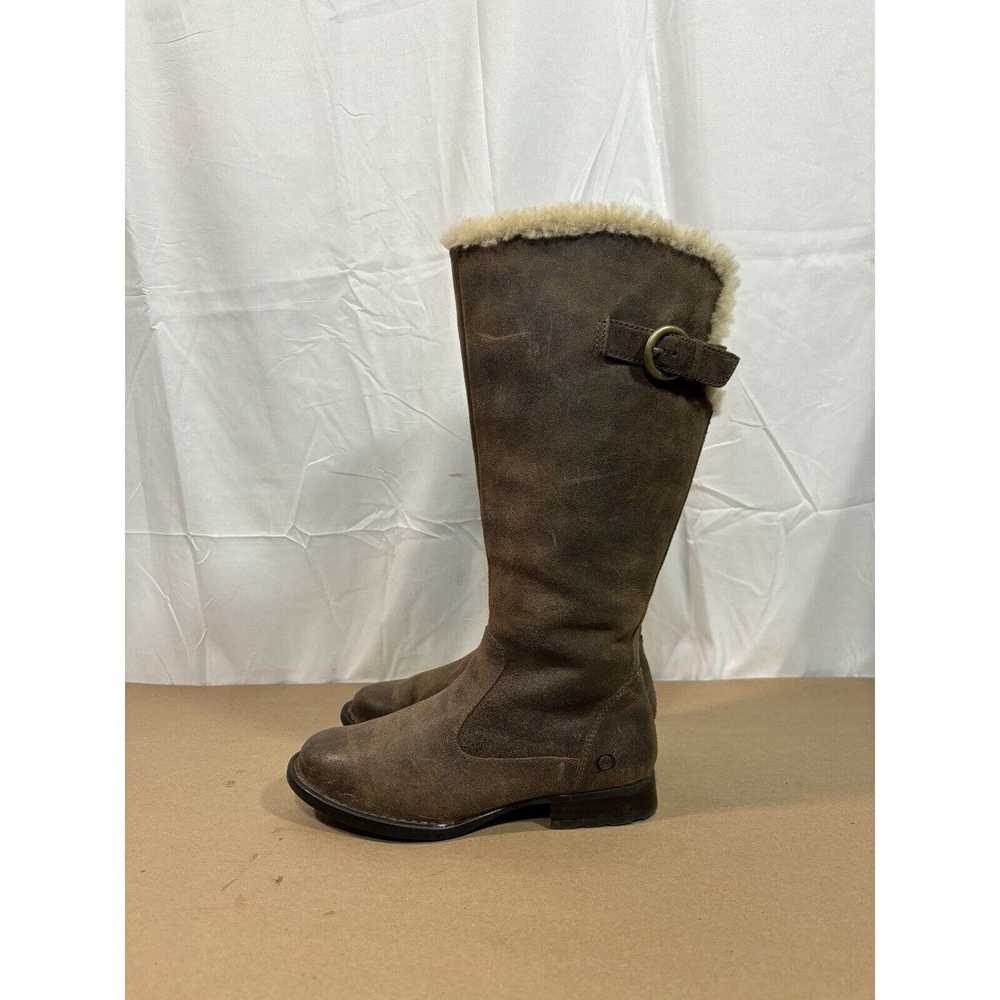 Born Born Brown Leather Shearling Knee High Winte… - image 1