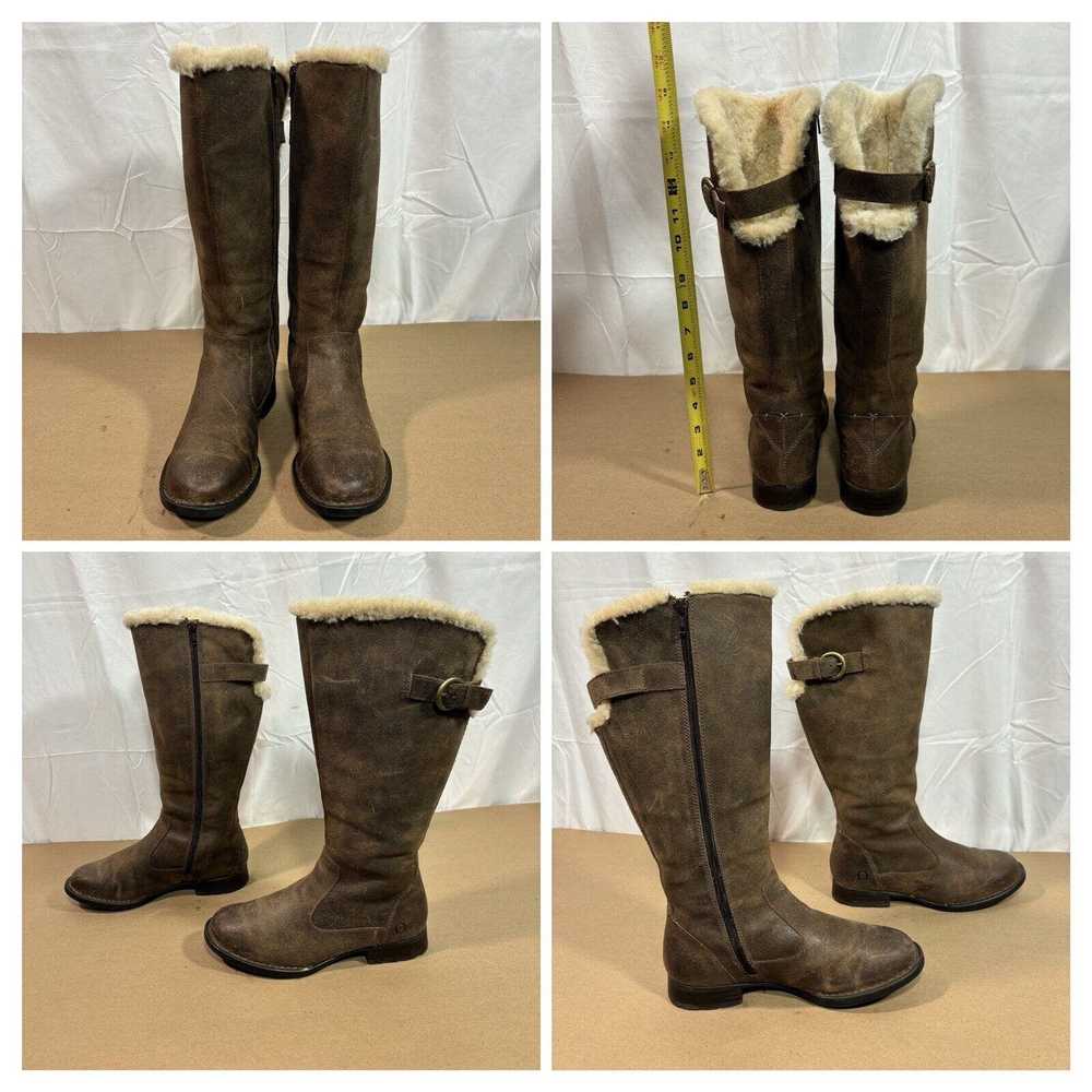 Born Born Brown Leather Shearling Knee High Winte… - image 3