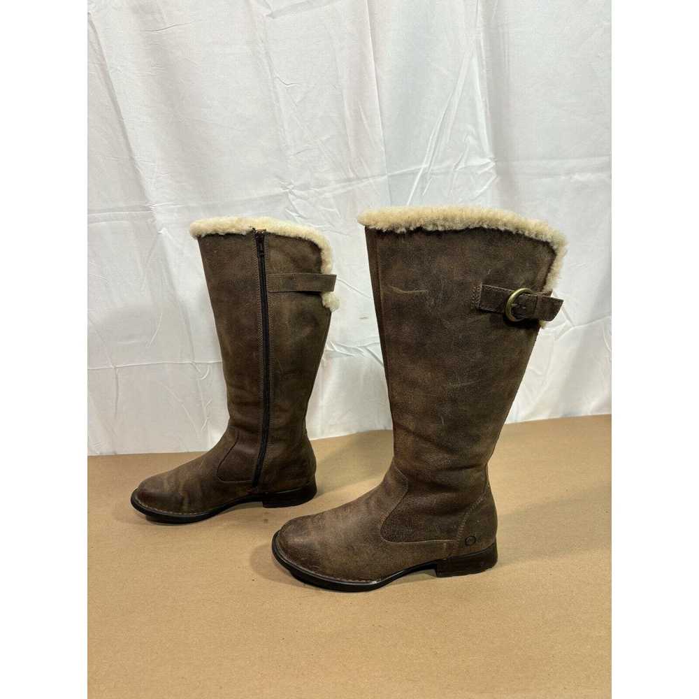 Born Born Brown Leather Shearling Knee High Winte… - image 7