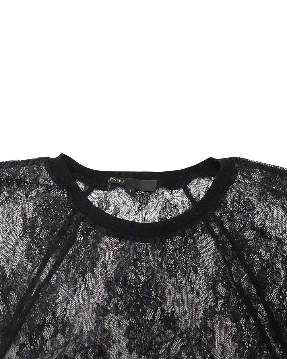 Maje Floral Lace Scoop Neck Blouse in Black Nylon - image 6