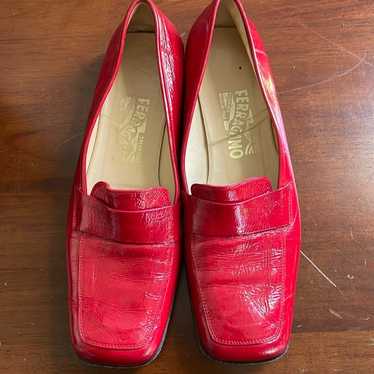 Salvatore Ferragamo Red Patent Loafers 9B