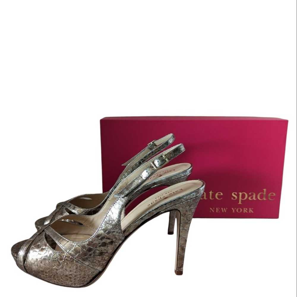 Kate Spade Gold Leather Snakeskin Print Strappy S… - image 1