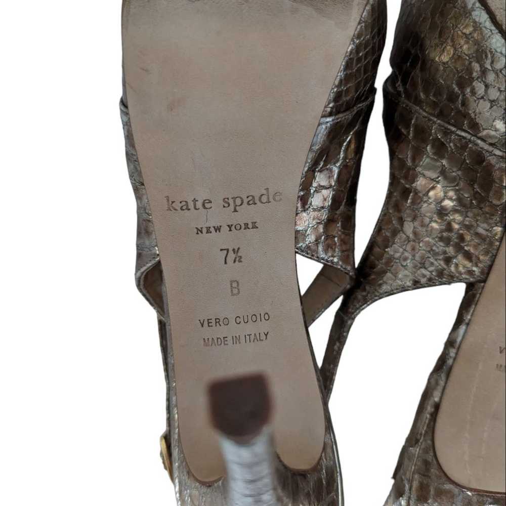 Kate Spade Gold Leather Snakeskin Print Strappy S… - image 7