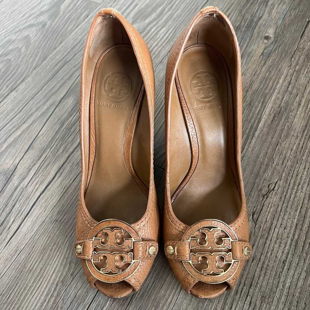 Tory Burch Open Toe Wedge Heels 7.5 - image 2