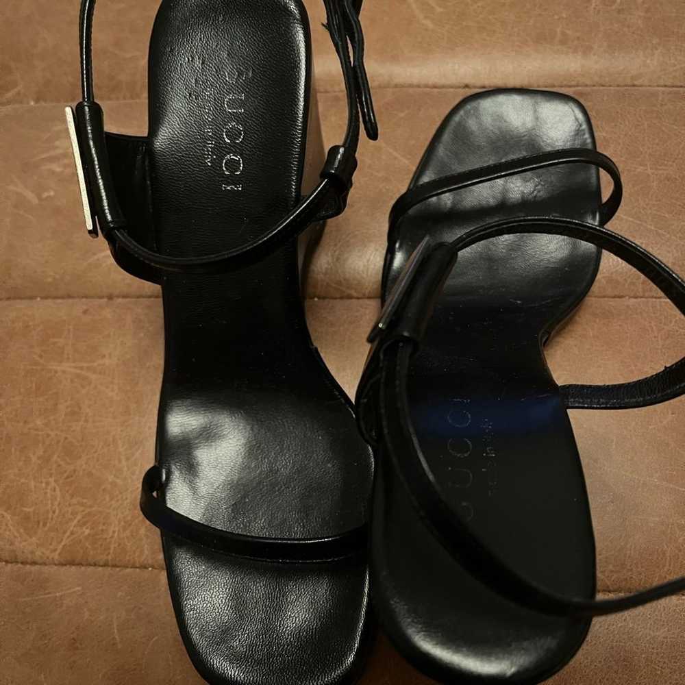 AUTHENTIC- Vintage Gucci Strappy Black Sandals We… - image 9