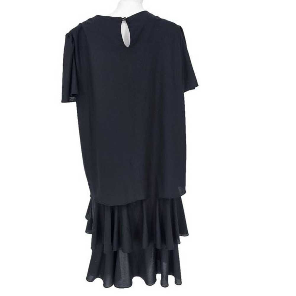Vintage Risa Ann Ruffle Midi Dress Black XL - image 2