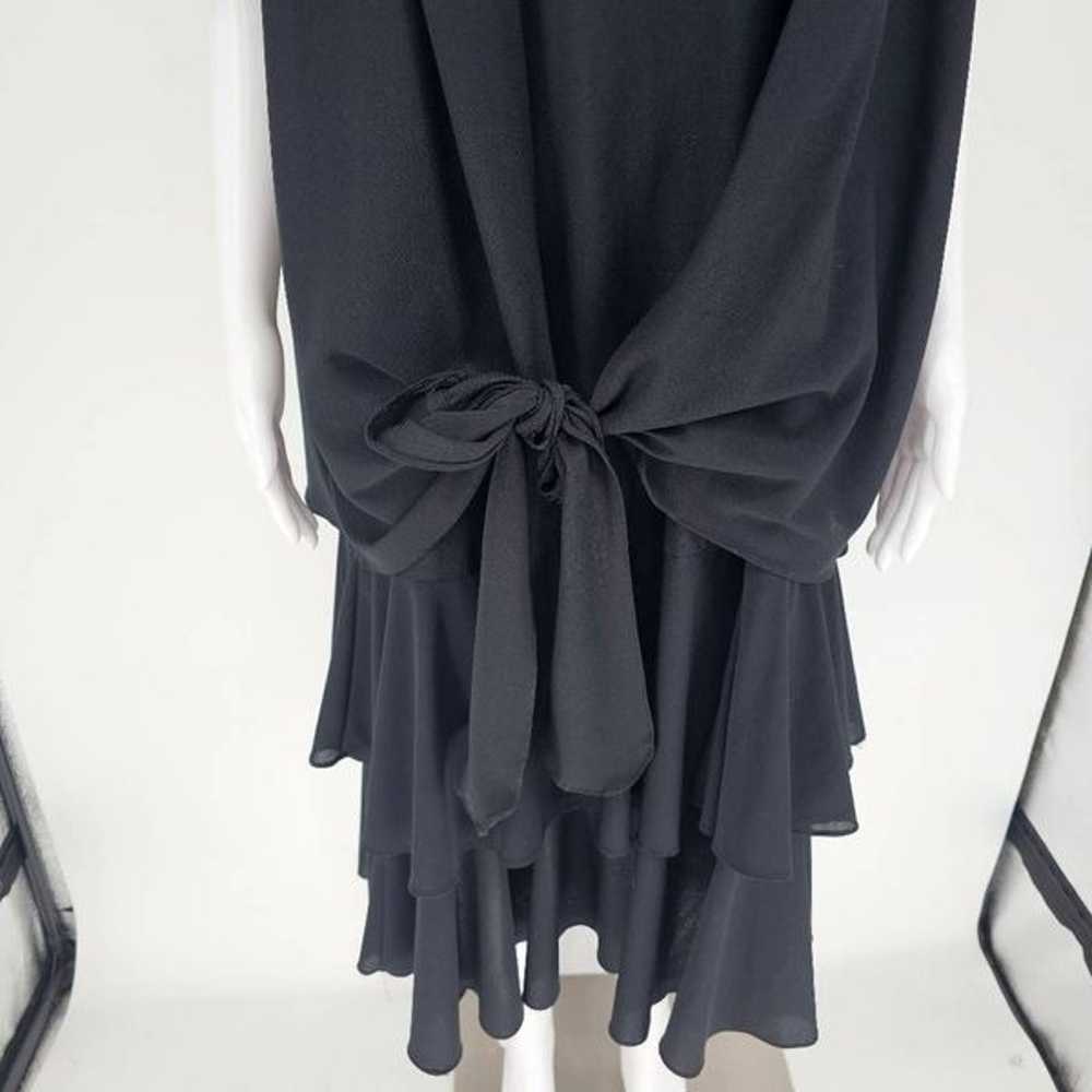Vintage Risa Ann Ruffle Midi Dress Black XL - image 3