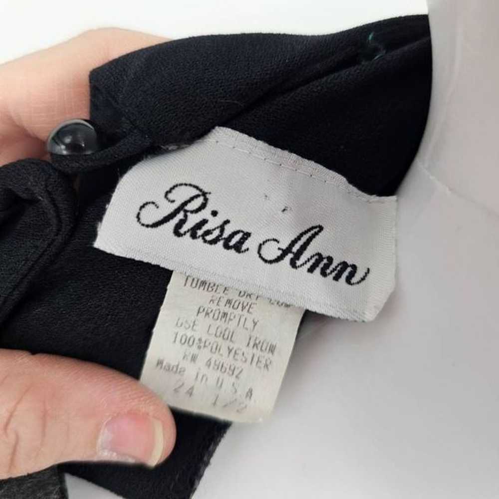 Vintage Risa Ann Ruffle Midi Dress Black XL - image 5