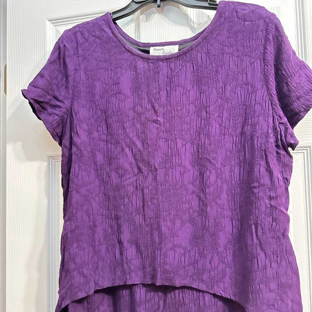 Forever Caroline Womens Purple Dress Long 2 Layer… - image 1