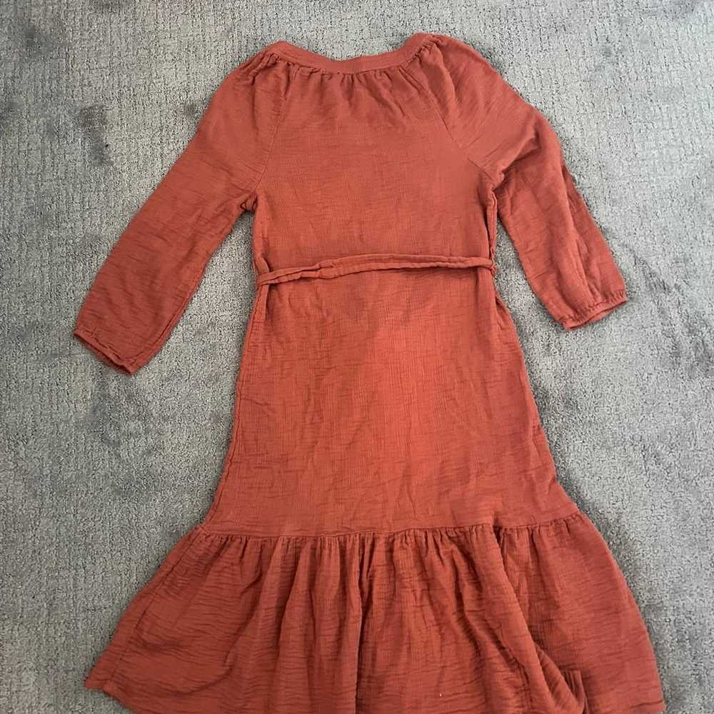 Lucky Brand Orange Gauze Waist Tie MIDI Dress - image 5