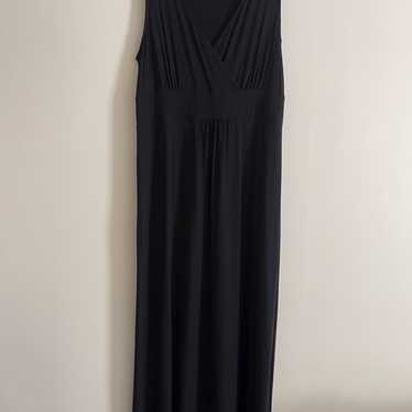 Eileen Fisher Black V-Neck Maxi Dress - image 1
