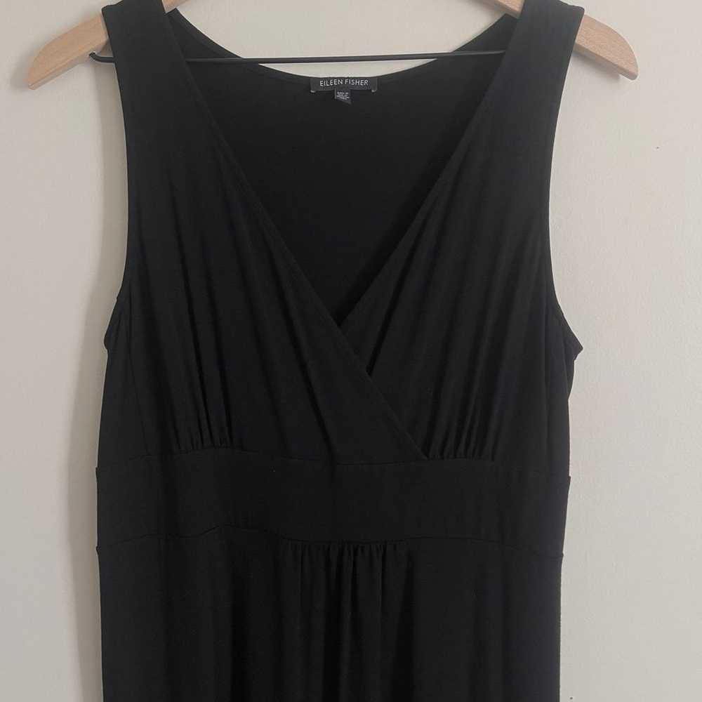Eileen Fisher Black V-Neck Maxi Dress - image 2