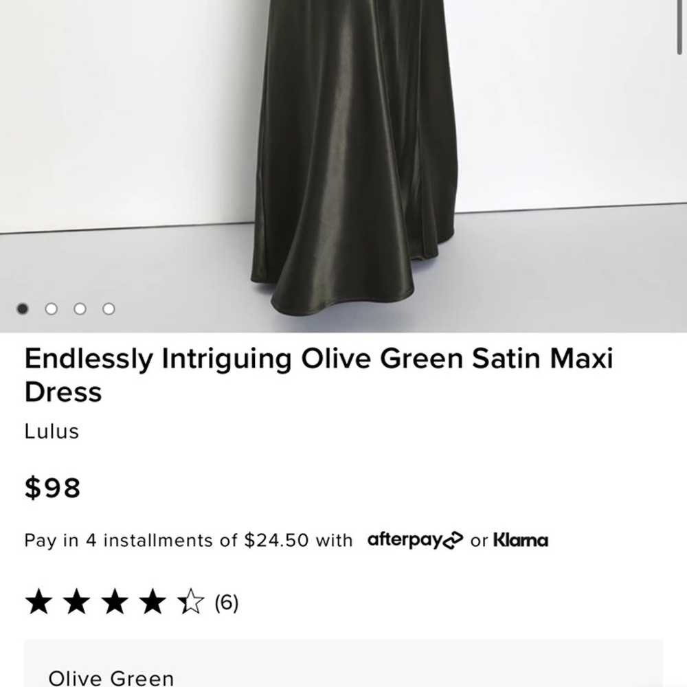 Lulus Endlessly intriguing olive green satin maxi… - image 6