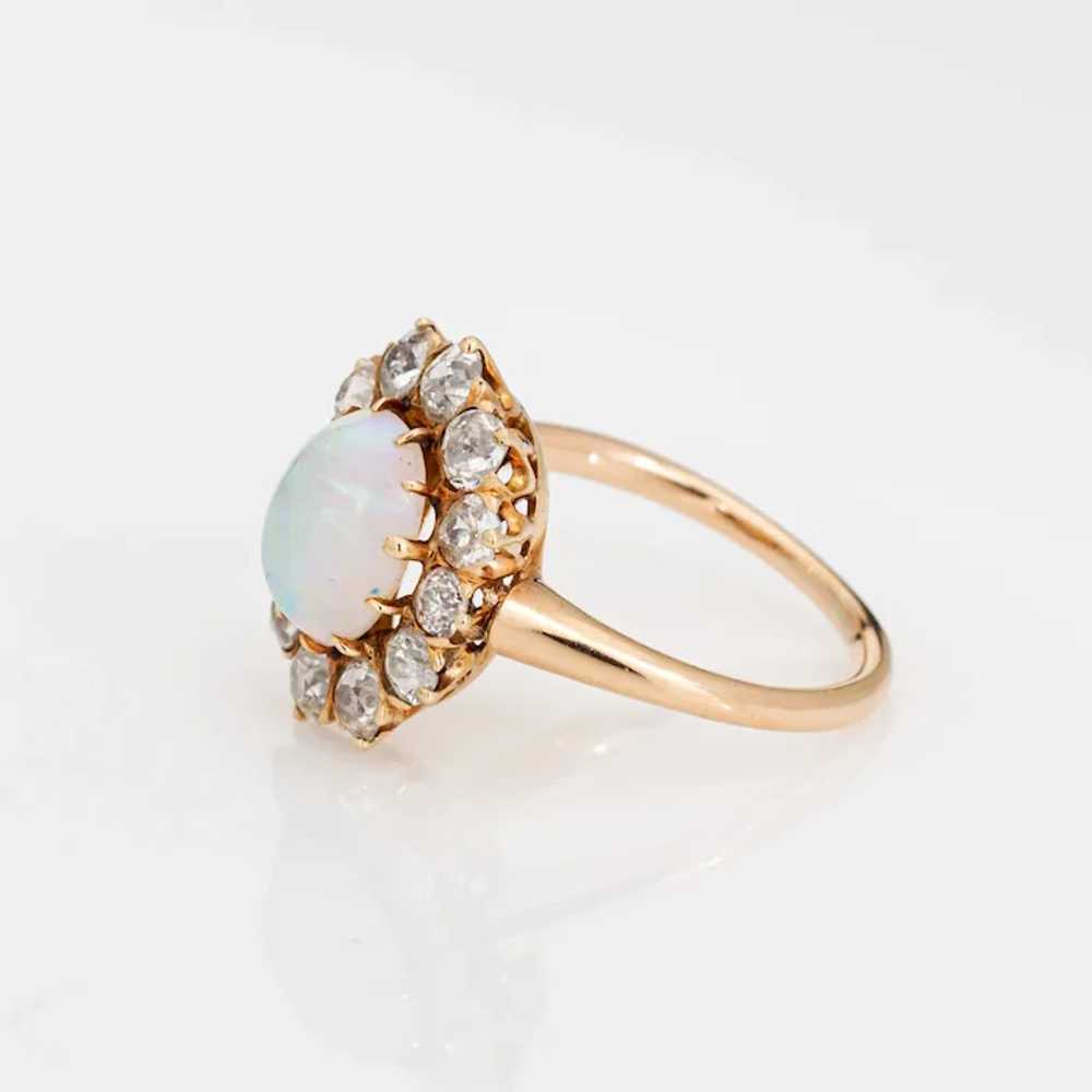 Antique Victorian Opal Diamond Ring 14 Karat Yell… - image 4