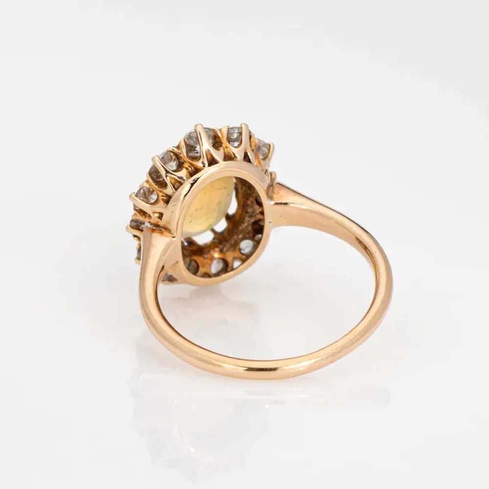 Antique Victorian Opal Diamond Ring 14 Karat Yell… - image 5