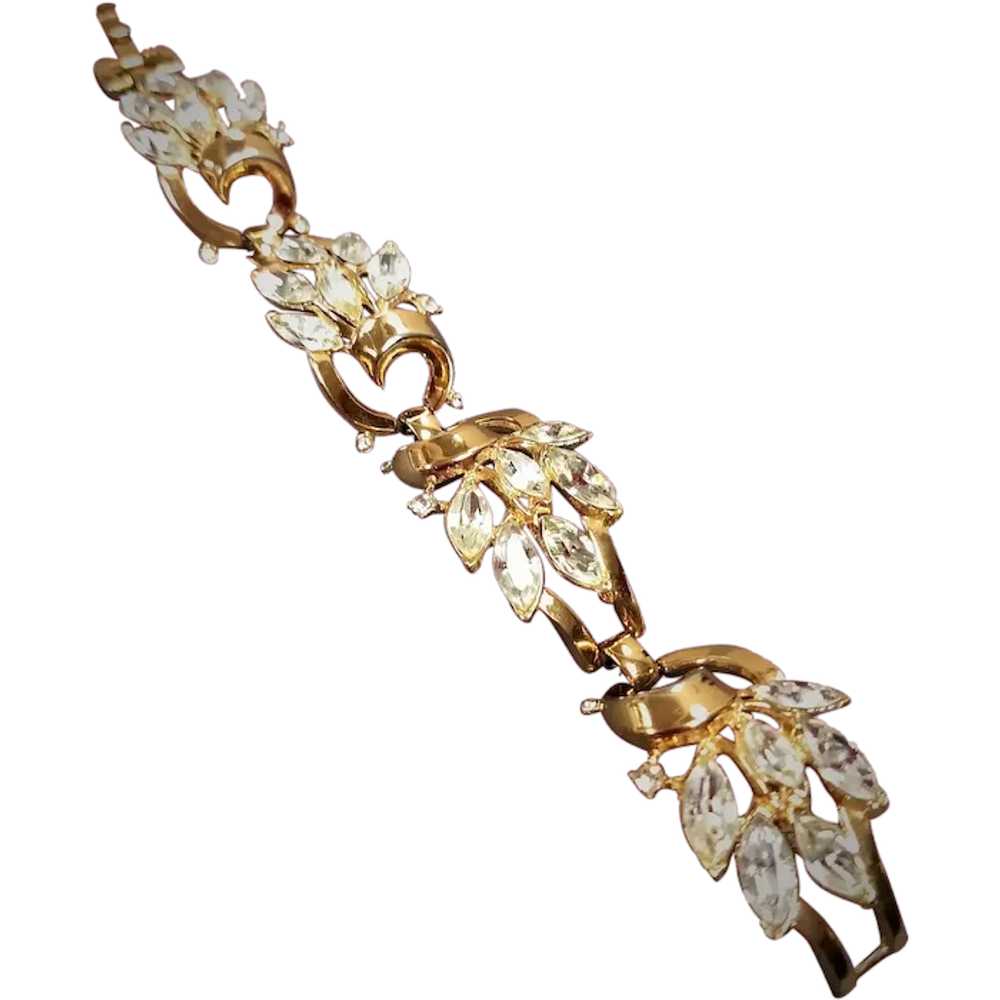 Vintage Trifari Navette Rhinestone Bracelet - image 1