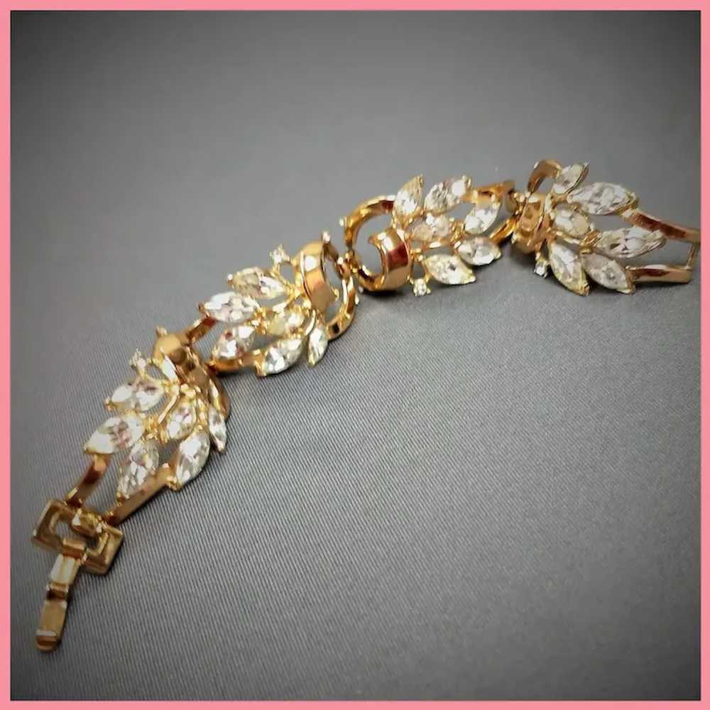 Vintage Trifari Navette Rhinestone Bracelet - image 4