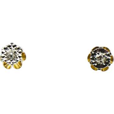 12K Yellow Gold Diamond Stud Earrings