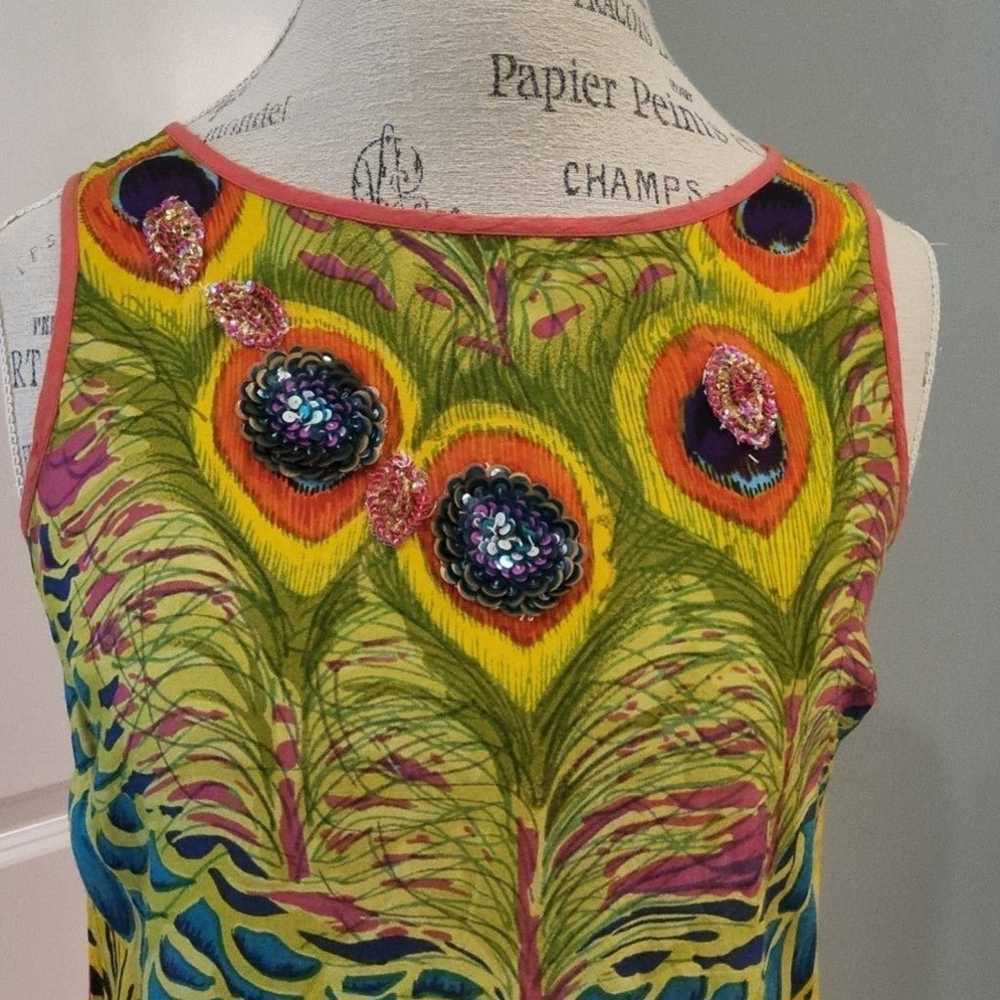 River Island Sleeveless Colorful Peacock Sequin M… - image 4