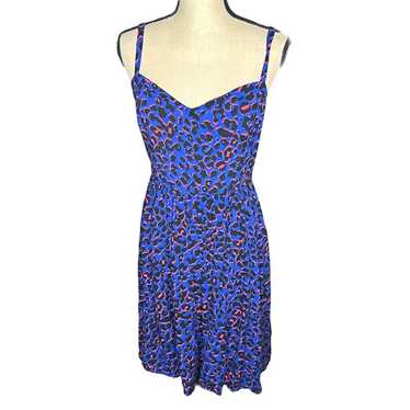 Torrid Leopard Cobalt Blue Dress Hot Pink Black S… - image 1