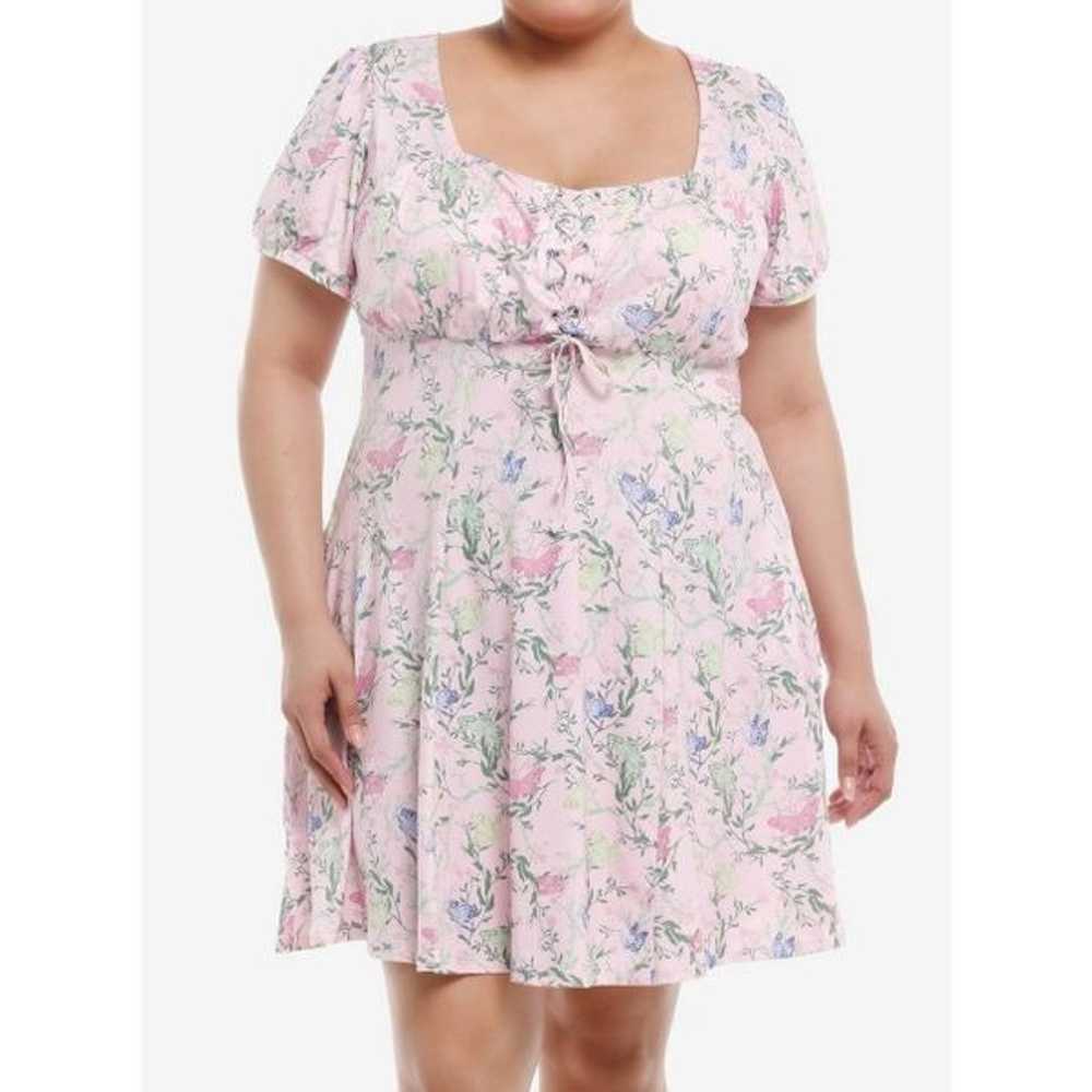 Thorn & Fable Pink Floral Butterfly Empire Dress … - image 1