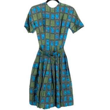 Vintage 50s 60s L'Aiglon Silk Belted House Dress … - image 1