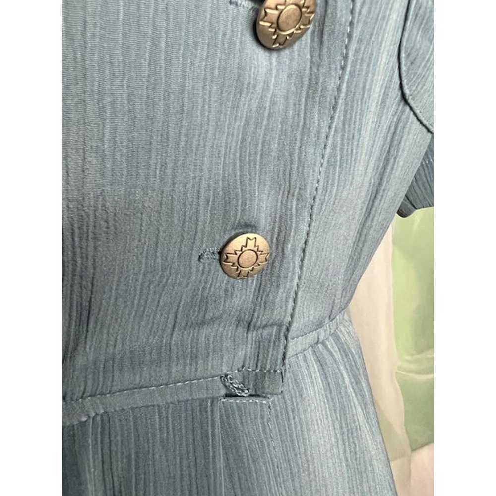 shirt dress blue shoulder pads pockets - image 5