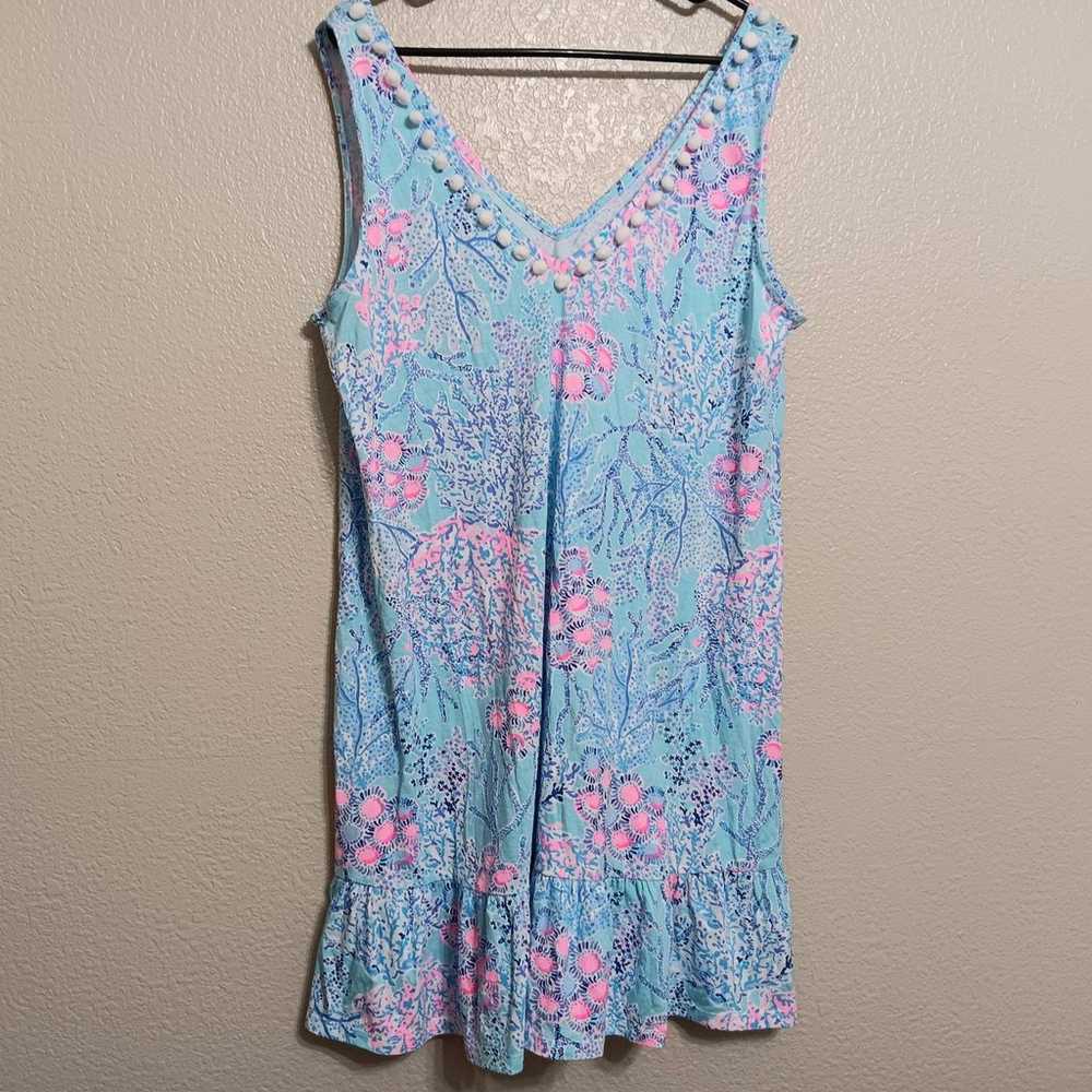 Lilly Pulitzer Blue Pink Floral Cotton Knit Camil… - image 2