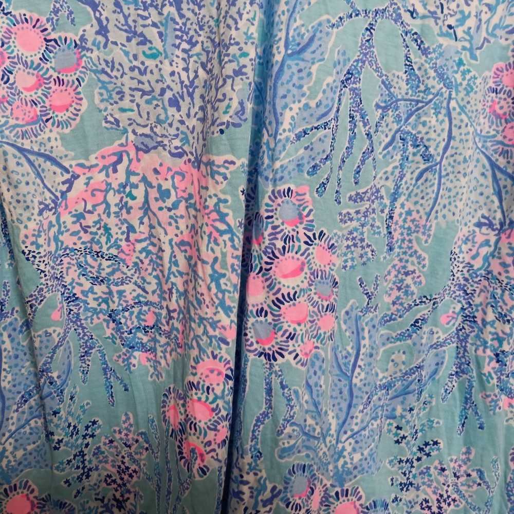 Lilly Pulitzer Blue Pink Floral Cotton Knit Camil… - image 3
