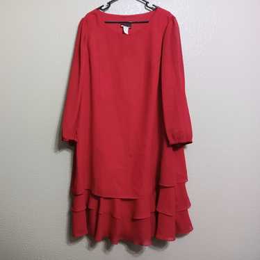 Simon Sez Michael Simon Vintage Red Tiered Midi Dr