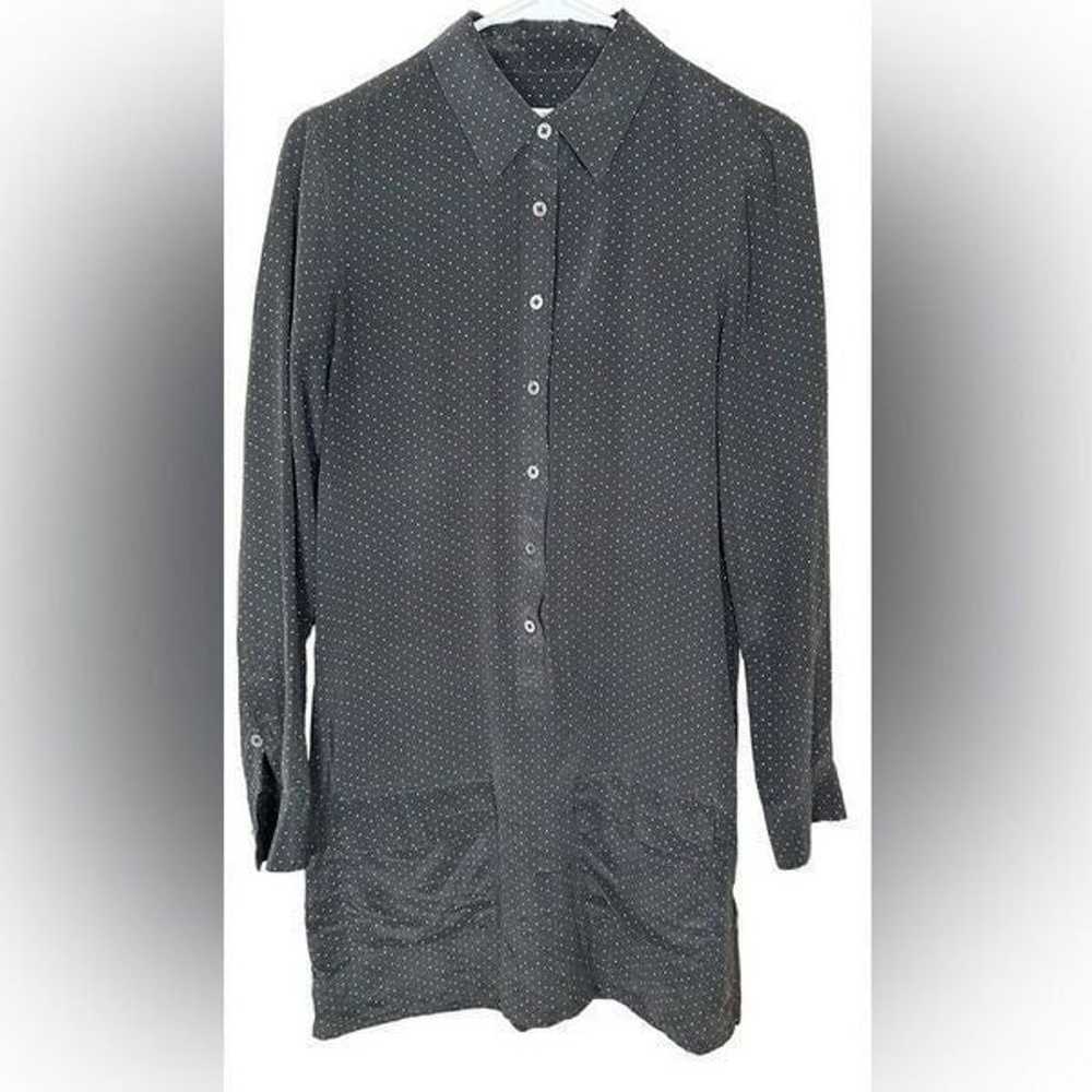 Equipment 100% silk shirt dress sz XS black polka… - image 1