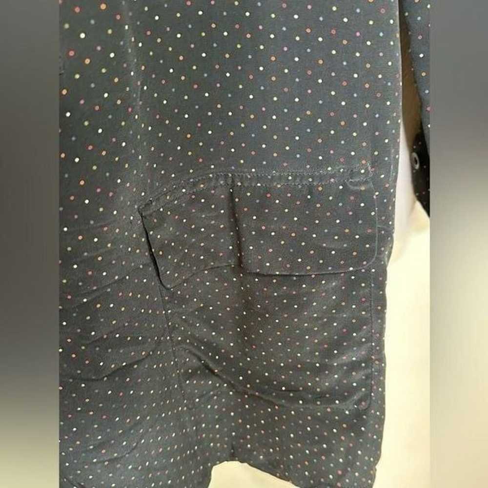Equipment 100% silk shirt dress sz XS black polka… - image 4