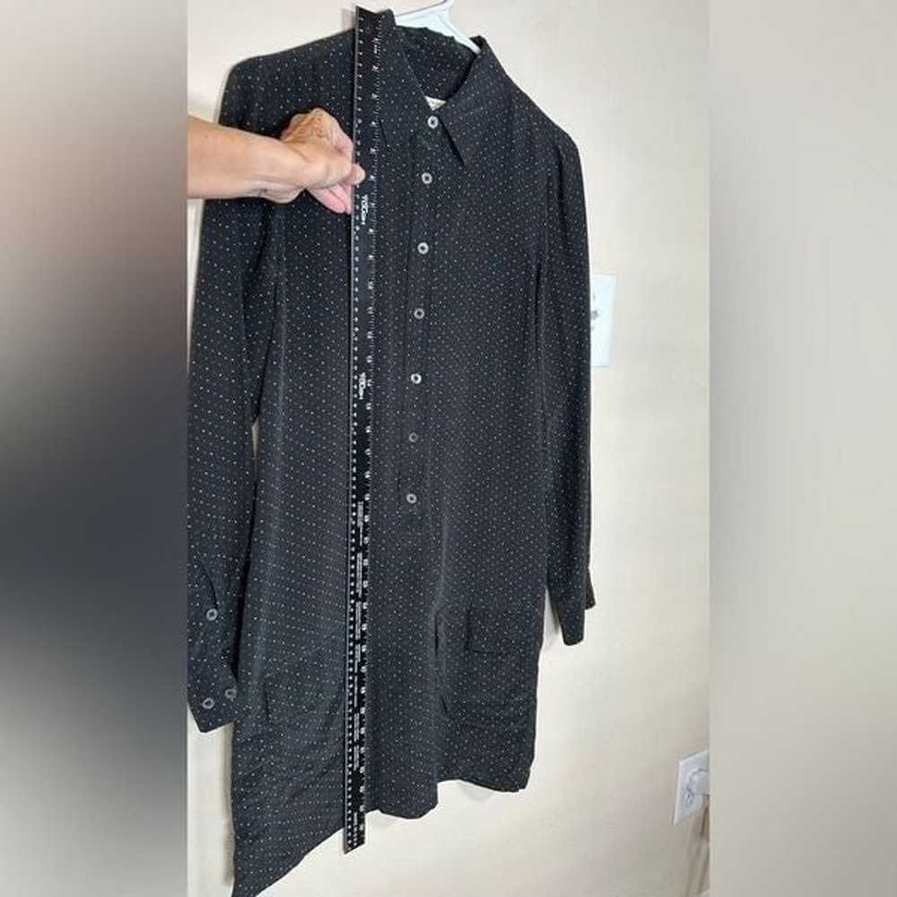 Equipment 100% silk shirt dress sz XS black polka… - image 6