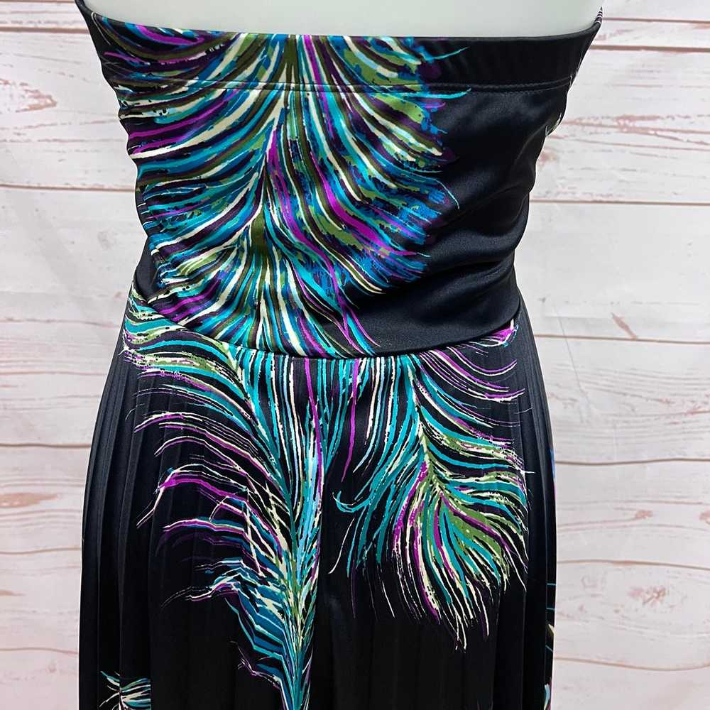 Vintage Y2K Satin Peacock Feather Accordion Pleat… - image 11