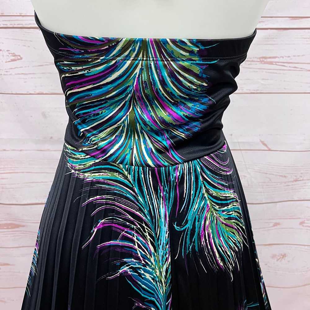 Vintage Y2K Satin Peacock Feather Accordion Pleat… - image 4