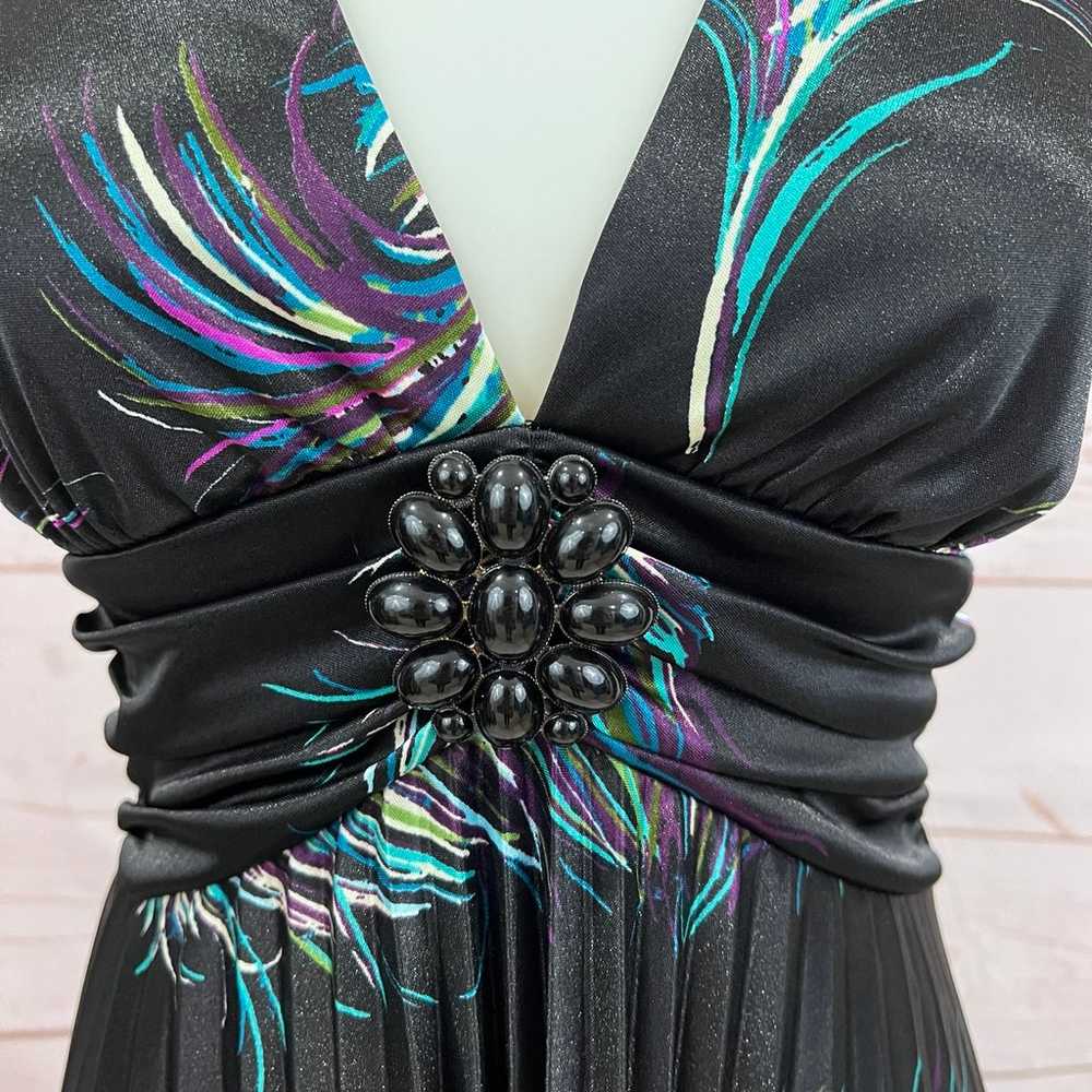 Vintage Y2K Satin Peacock Feather Accordion Pleat… - image 7