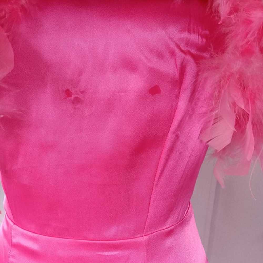 Feathered top hot pink mini dress  Small - image 4