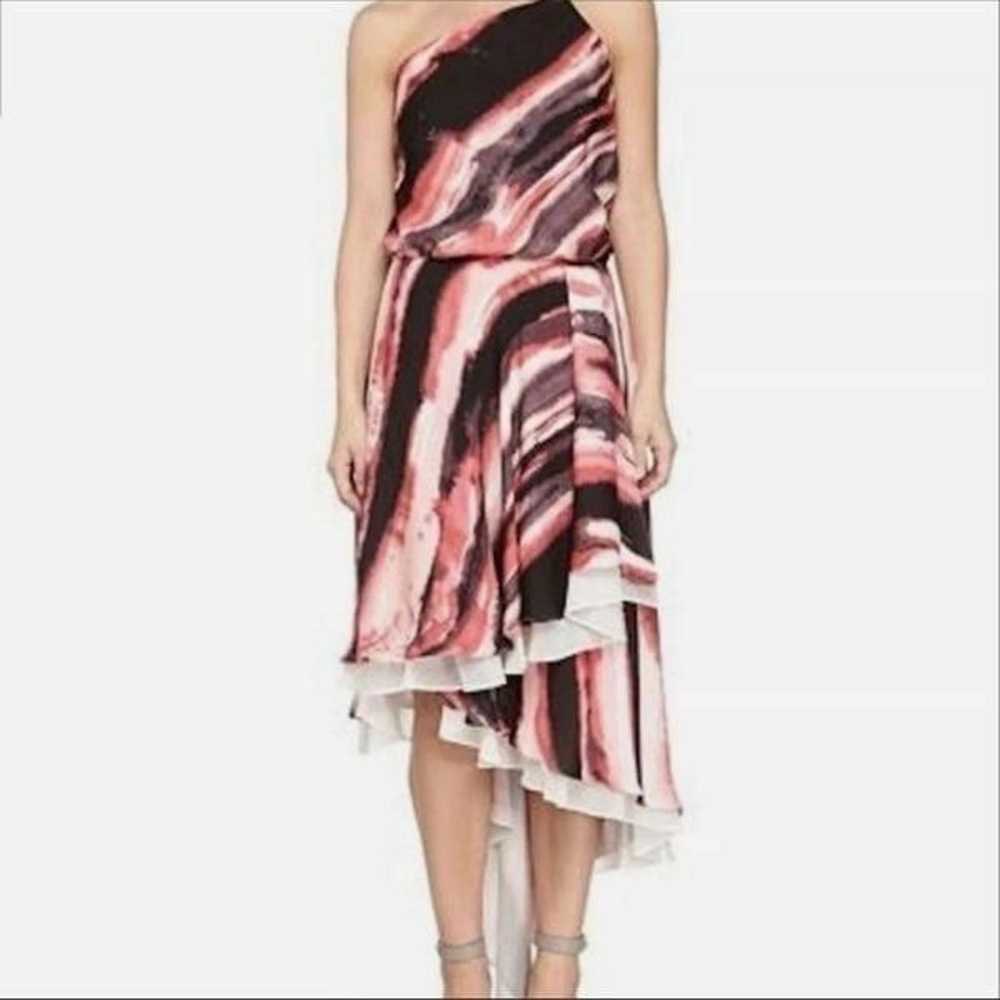Halston Heritage Blouson one Shoulder Silk Dress … - image 1