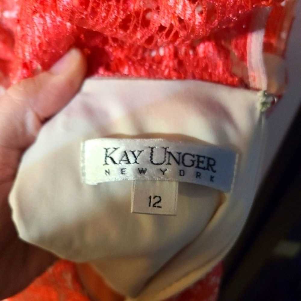 Kay Unger New York pink lace floral pattern A-lin… - image 4