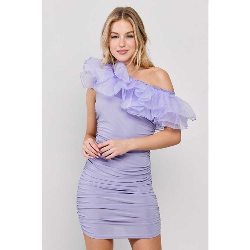 NWOT Better Be Lavender One Shoulder Ruffle Ruche… - image 2