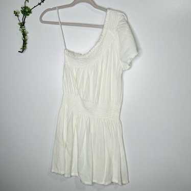 Free People One Shoulder White Cotton Gauzy Dress - image 1