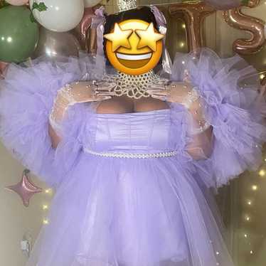 Plus Size Puffy Lavender Dress