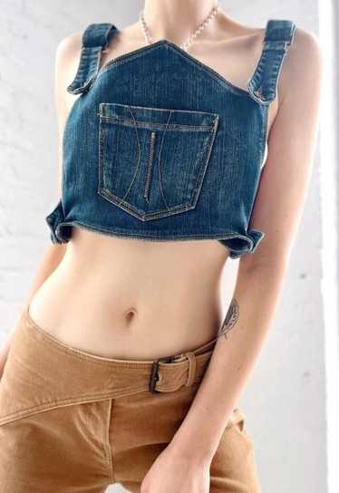 French y2k denim overall top