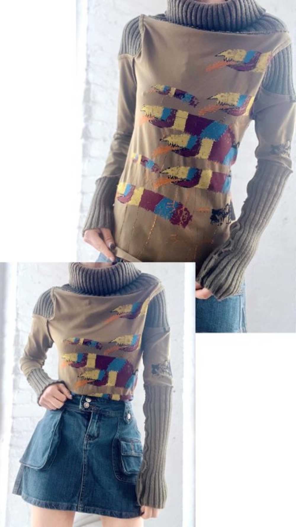 y2k abstract funnel knit top - image 4
