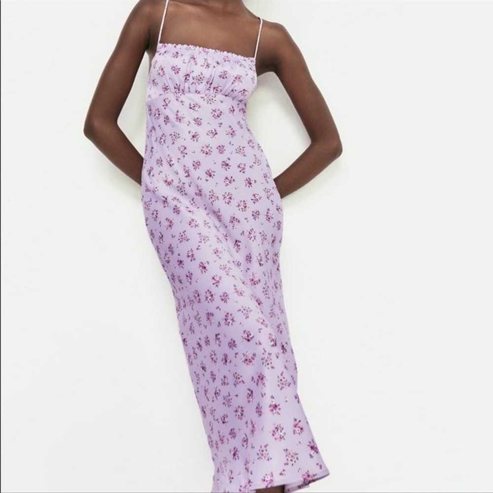 Zara purple floral midi slip dress - image 1