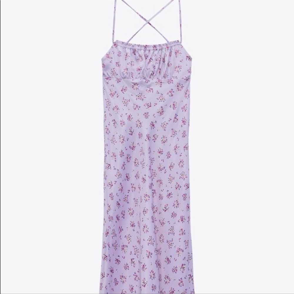 Zara purple floral midi slip dress - image 7
