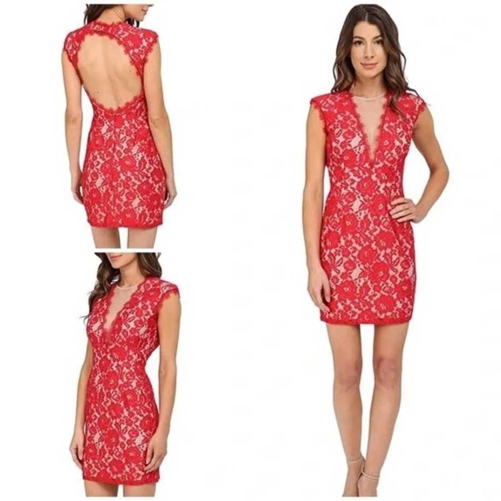 AIDAN MATTOX Dress Floral Lace Cutout Mini RED SZ… - image 2