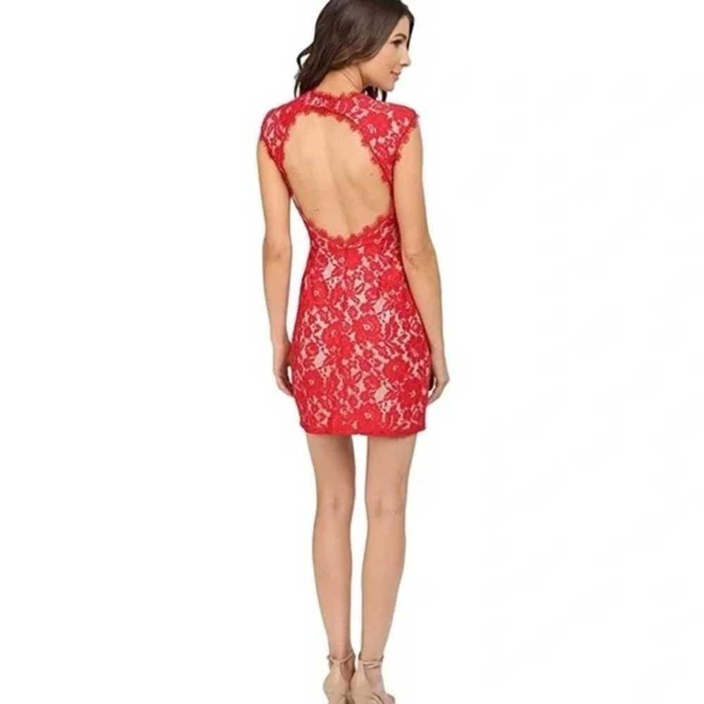 AIDAN MATTOX Dress Floral Lace Cutout Mini RED SZ… - image 4